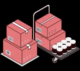Stored equipment and goods neatly arranged in a storage unit